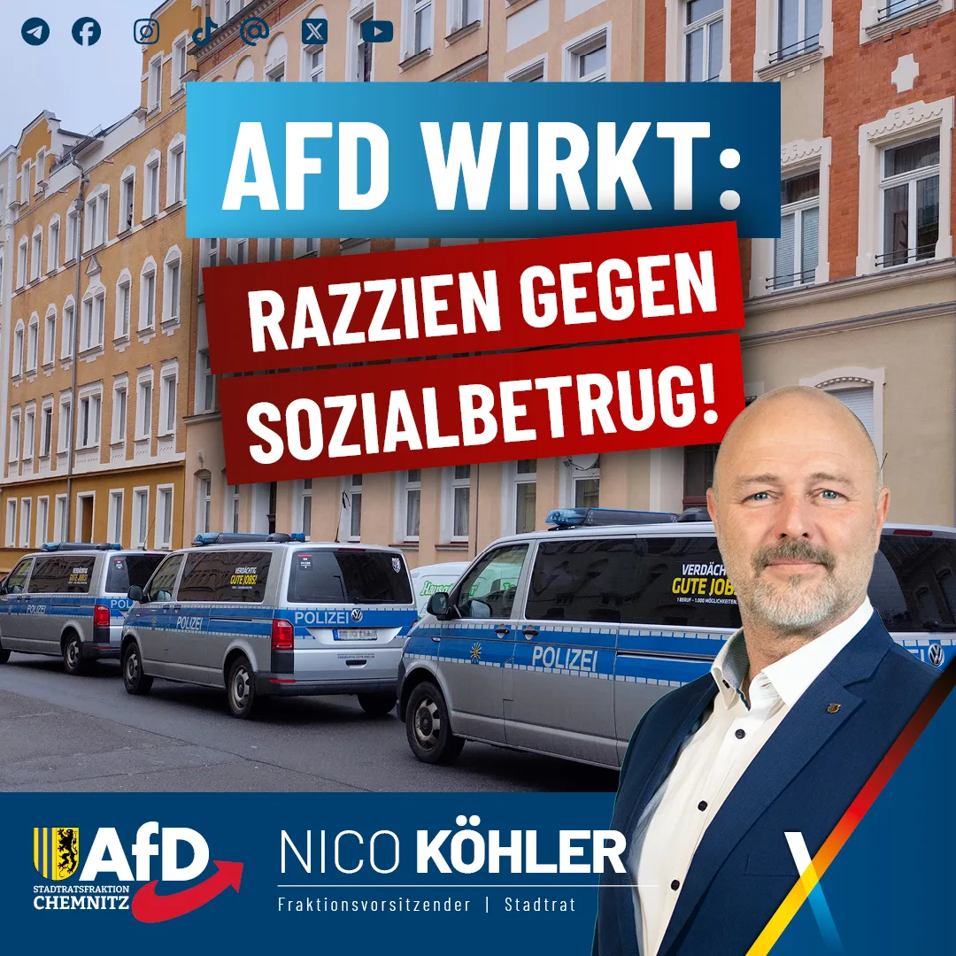 AfD wirkt! Razzien gegen Sozialbetrug!