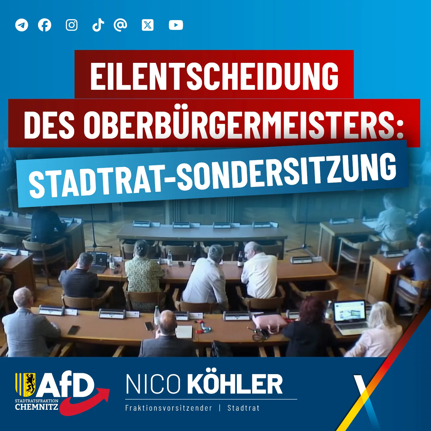 Eilentscheidung des Oberbürgermeisters: Stadtrat-Sondersitzung